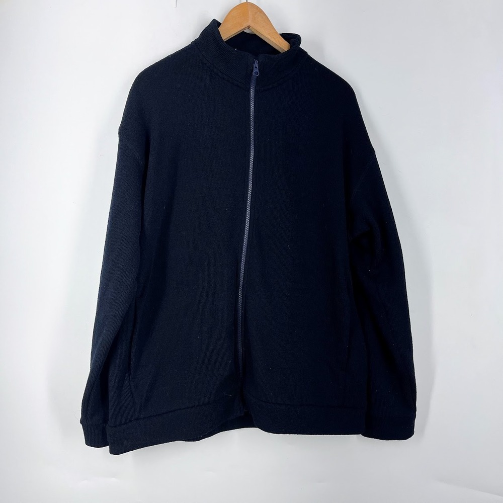 Muji Mens Full Zip Fleece Jacket Navy Blue Stand Collar Size L ABJ1422A EU10